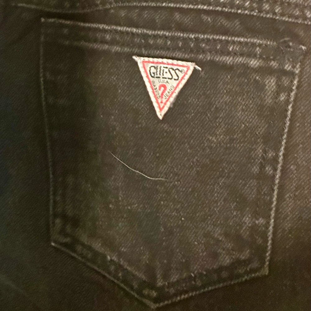 Vintage Guess Black Jeans 1985 with Iconic Logo and Faded Finish